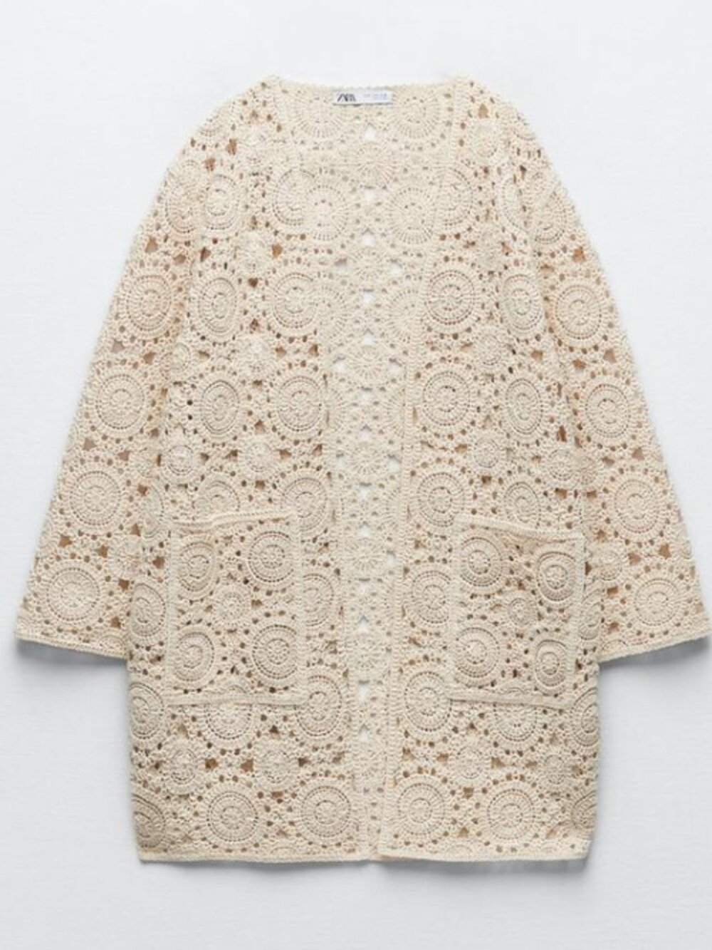 ZARA Macrame Open Knit Cardigan Coat Sweater Size S Like New!